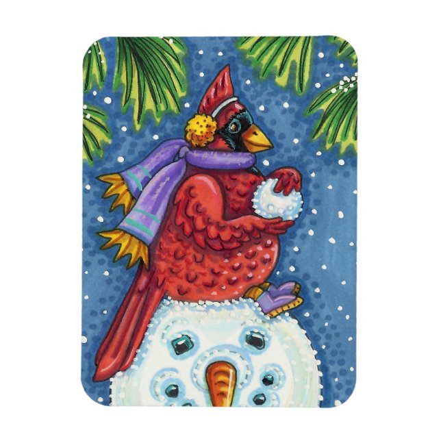 SNÖGUBBE BODYGUARD, CHRISTMAS CARDINAL REDBIRD MAGNET (Vertikal)