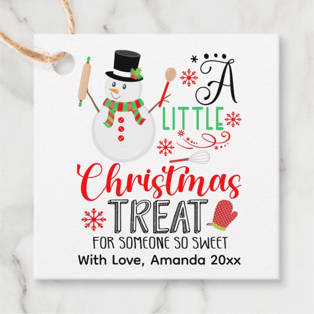 Snögubbe Börjar med lite julklapp Gåvor Etiketter (Framsida)