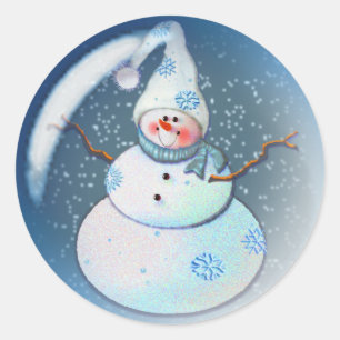 SNÖGUBBE BUBBLE 4 av SHARON SHARPE Runt Klistermärke