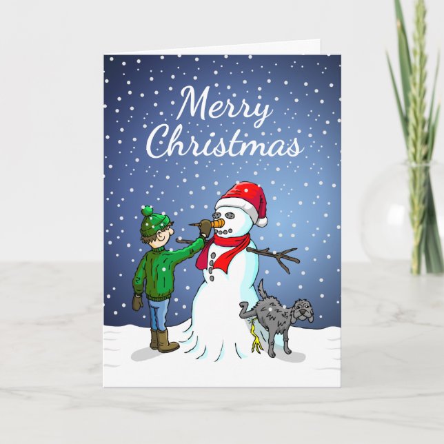 Snögubbe Byggnad Helgkort (Framsida)