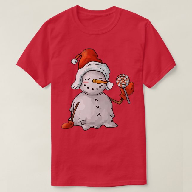 Snögubbe Candy God jul, matchande familjechr T Shirt (Design framsida)