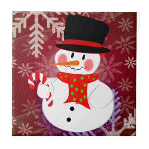 Snögubbe & Candycane Kakelplatta