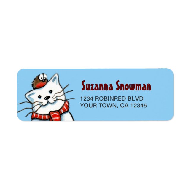 Snögubbe Cat & Robin Returetiketters Returadress Etikett (Framsidan)