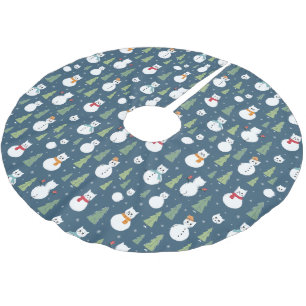 Snögubbe Cats Helgdag Mönster Julgransmatta Borstad Polyester