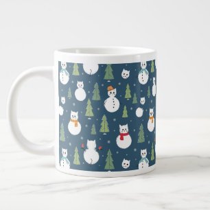Snögubbe Cats Helgdag Mönster Jumbo Mugg