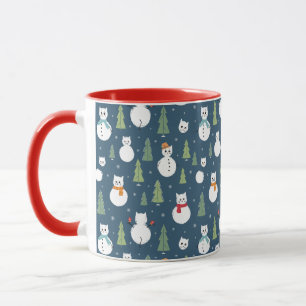 Snögubbe Cats Helgdag Mönster Mugg