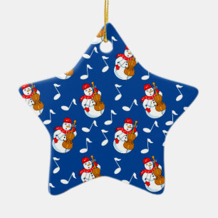 Snögubbe Cello Musik noter Julgransprydnad Keramik