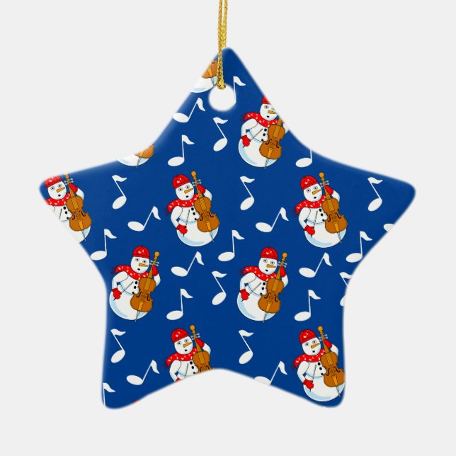 Snögubbe Cello Musik noter Julgransprydnad Keramik (Framsidan)