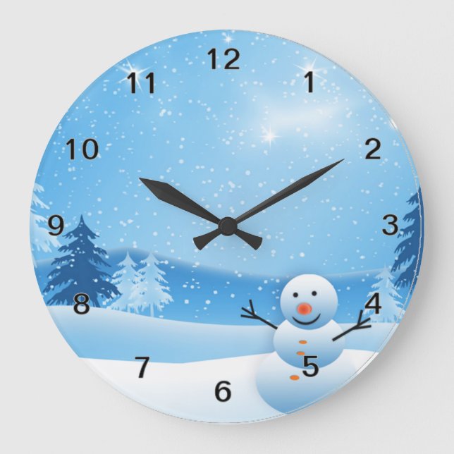 Snögubbe Clock Stor Klocka (Framsida)