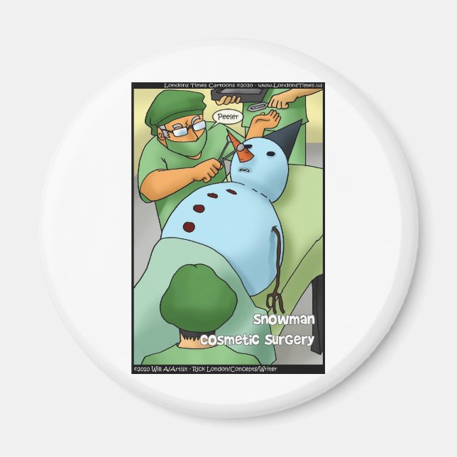 Snögubbe Cosmetic Surgery Funny ger Tees-kort Magnet (Framsidan)