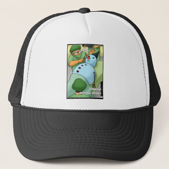 Snögubbe Cosmetic Surgery Funny ger Tees-kort Truckerkeps (Framsida)