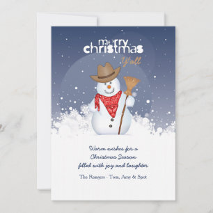 Snögubbe Cowboyjulkort Helgdag Julkort