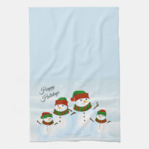 Snögubbe Cute Helgdag Kitchen Towel