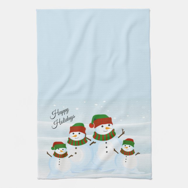 Snögubbe Cute Helgdag Kitchen Towel Kökshandduk (Vertikal)