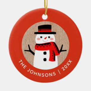 Snögubbe Cute-Helgdag, Personlig Julgransprydnad Keramik
