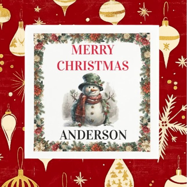 Snögubbe Cute-julen i Önskemål Pappersservett (Spread joy this holiday season with Brett's Snowman Cute Christmas Wishes Paper Napkins)