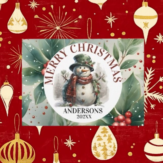 Snögubbe Cute-julen Önskemål Julkort (Spread joy this holiday season with Brett's Snowman Christmas Wishes card)