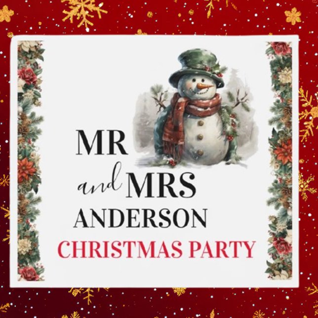 Snögubbe Cute Watercolor jul Önskemål Ölflaska Etikett (Celebrate the season with Brett's adorable watercolor snowman beer bottle label. )