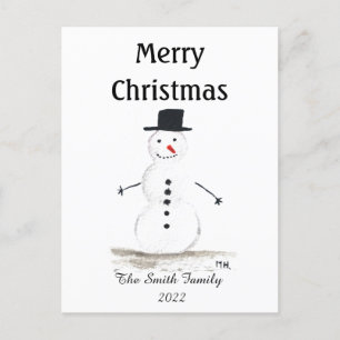 Snögubbe Cute Winter Snowflake Retro Vintage Vykort