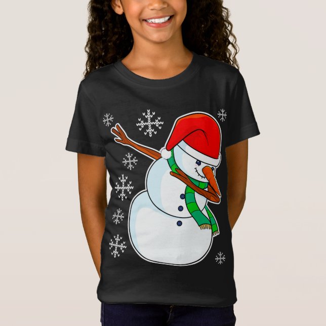 Snögubbe Dabbing, julgranen T Shirt (Framsida)