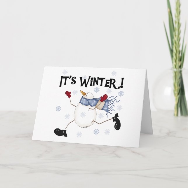 Snögubbe Det är vinter Helgkort (Framsida)