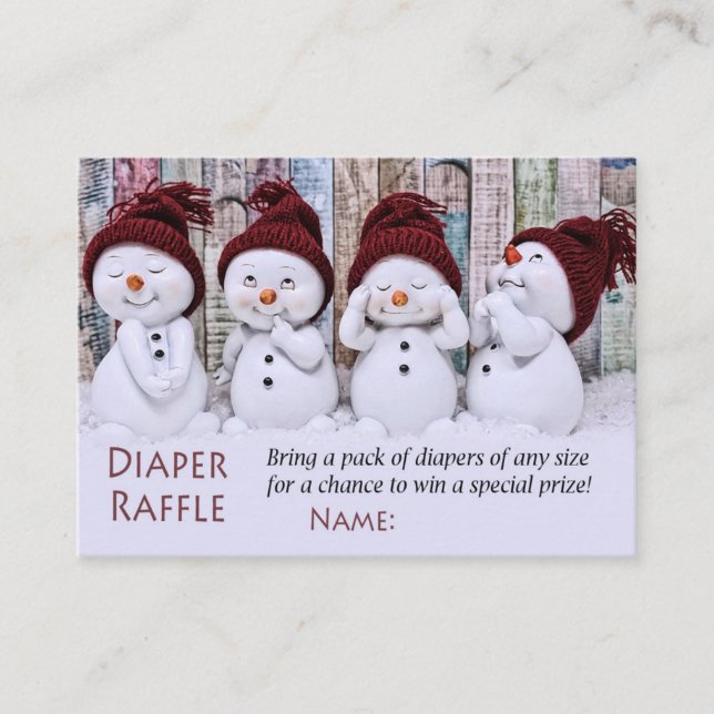 Snögubbe Diaper Raffle Biljett (Framsida)