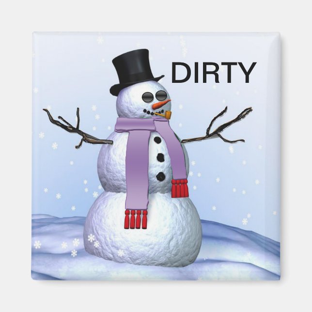 Snögubbe Dirty Dishwasher-julgranen Magnet (Framsidan)