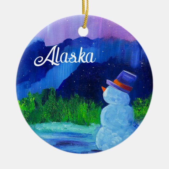 Snögubbe Dreams Ceramic Ornament med ALASKA (Framsidan)