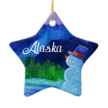 Snögubbe Dreams Ceramic STAR Ornament med ALASKA
