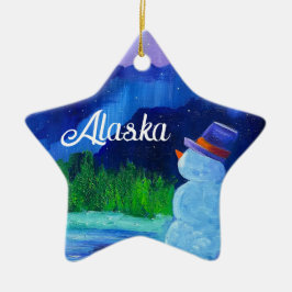 Snögubbe Dreams Ceramic STAR Ornament med ALASKA