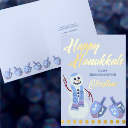 Snögubbe Dreidels Blue Barn Namn Hanukkah Guld