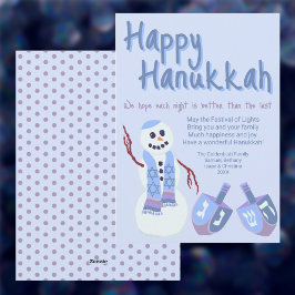 Snögubbe Dreidels Blue Cute Celebrate Hanukkah Julkort