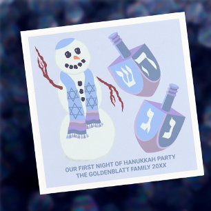 Snögubbe Dreidels Blue Personlig Cute Hanukkah Pappersservett