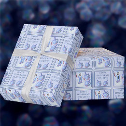 Snögubbe Dreidels Cute Barn Namn Lycklig Hanukkah Presentpapper