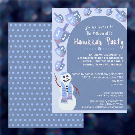 Snögubbe Dreidels Cute Hanukkah-Julfesten Inbjudningar