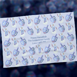 Snögubbe Dreidels Hanukkah Anpassningsbar Challah  Kökshandduk