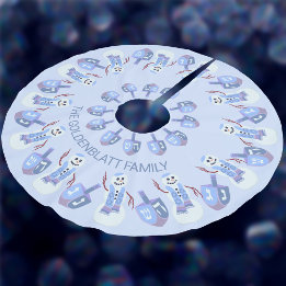 Snögubbe Dreidels Hanukkah Mönster Chrismukkah Julgransmatta Borstad Polyester