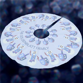 Snögubbe Dreidels Hanukkah Mönster Chrismukkah Julgransmatta Borstad Polyester