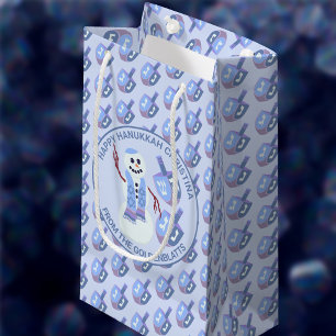 Snögubbe Dreidels Roligt Blue Mönster Cute Hanukka
