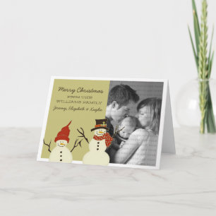 Snögubbe Duo Helgdag Card, Sage Helgkort