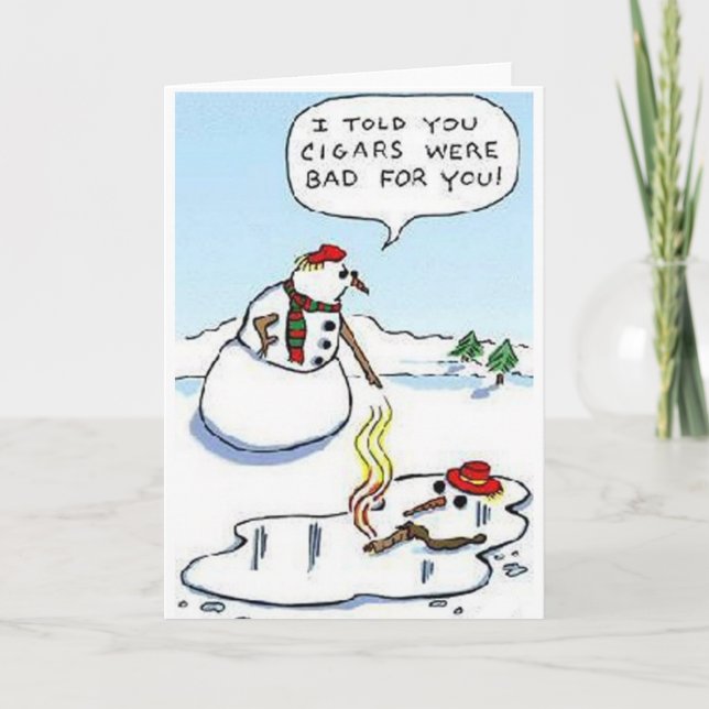Snögubbe efter cigarr helgkort (Framsida)