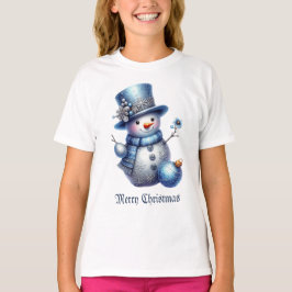 Snögubbe Elegant  Winter Helgdagars Girls T Shirt