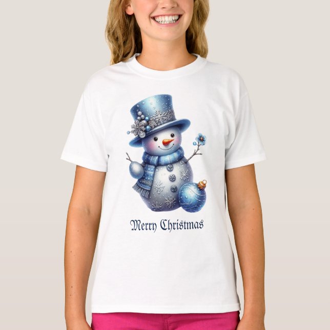 Snögubbe Elegant  Winter Helgdagars Girls T Shirt (Framsida)