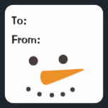 Snögubbe - enkel julklapp fyrkantigt klistermärke<br><div class="desc">Cute snögubbe ansikte helgdag dekoration till och från Perfekt av presentdekaler för märkre för helgdag</div>