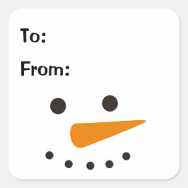Snögubbe - enkel julklapp fyrkantigt klistermärke
