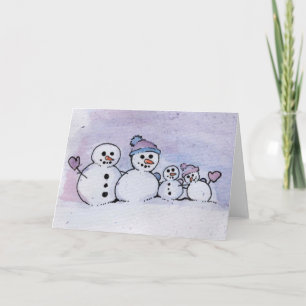 Snögubbe familj helgkort