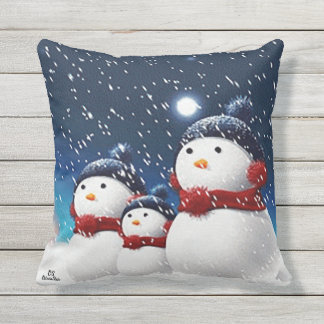 Snögubbe familj kudde