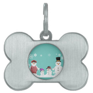 snögubbe familj namnbricka husdjur