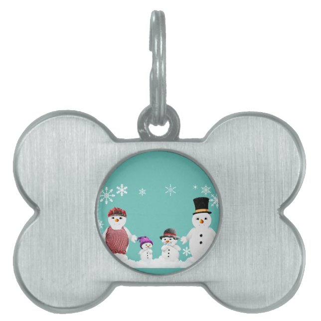 snögubbe familj namnbricka husdjur (Framsidan)