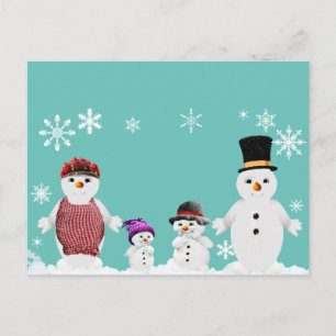 snögubbe familj vykort